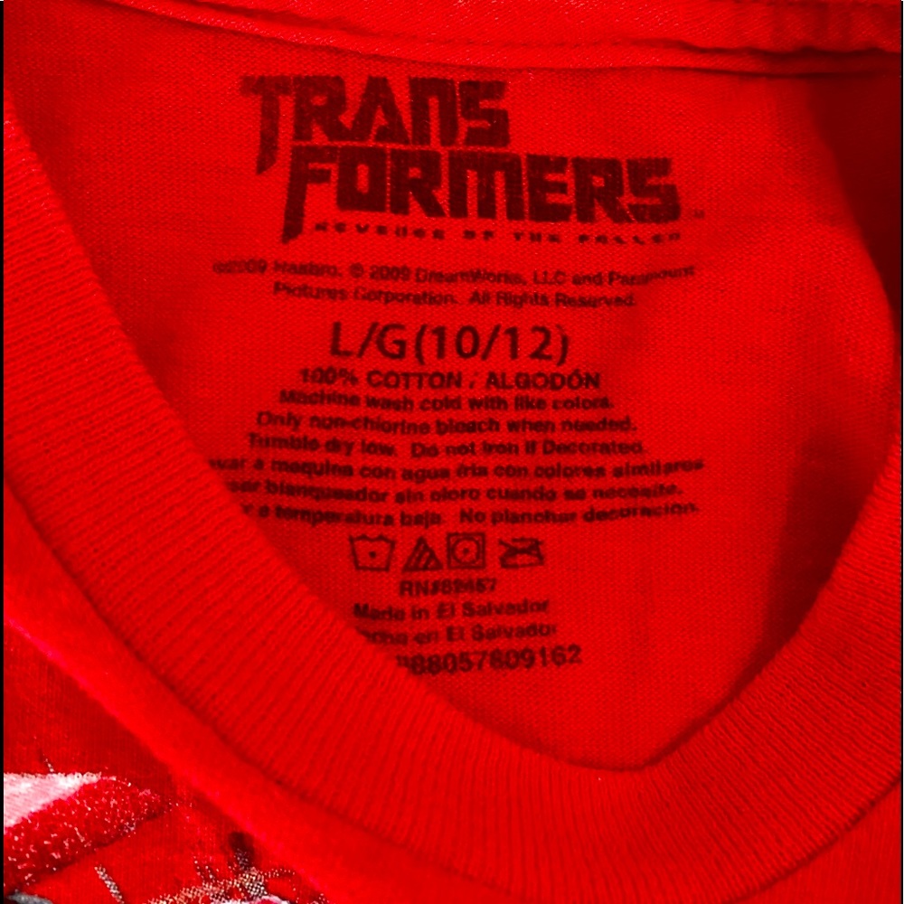 Transformers Brand Boys Size Large 10/12 Short-Sleeve Graphic Tee Optimus Prime - Picture 3 of 3